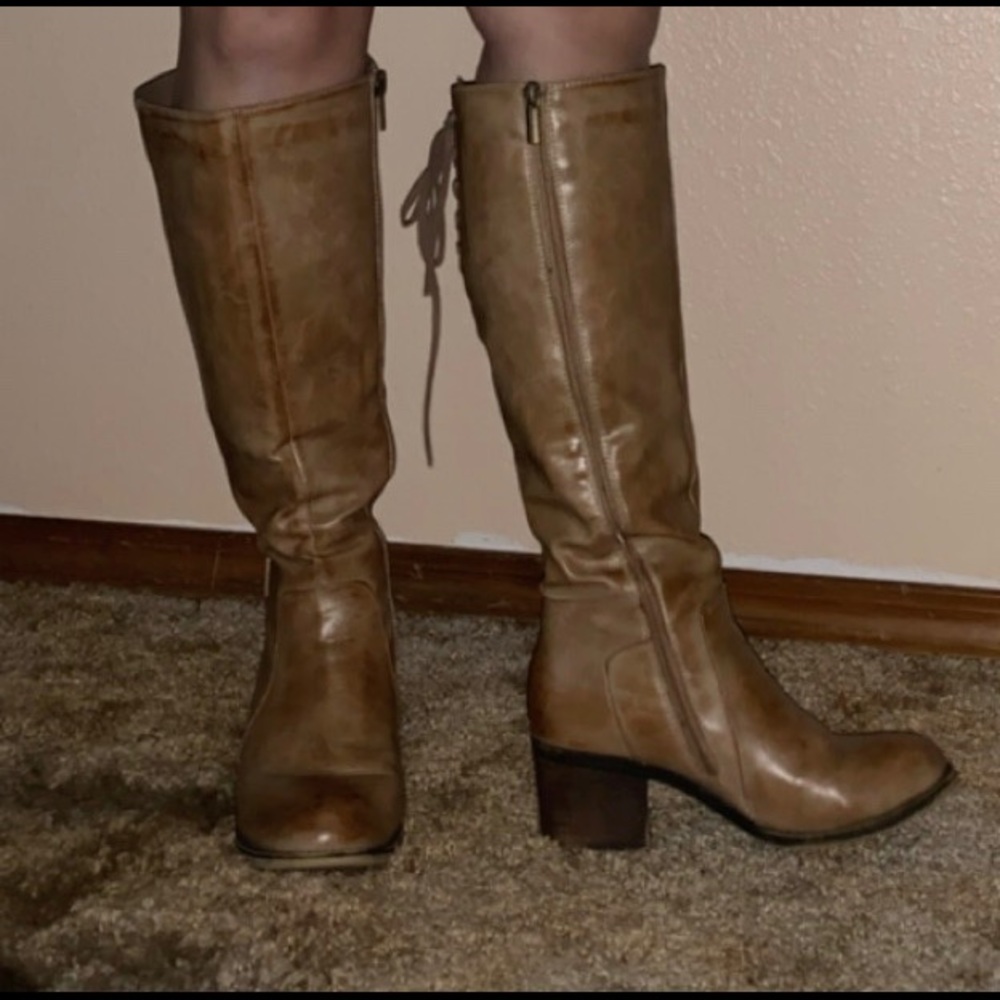 Knee high heeled boots cute comfortable adjustable